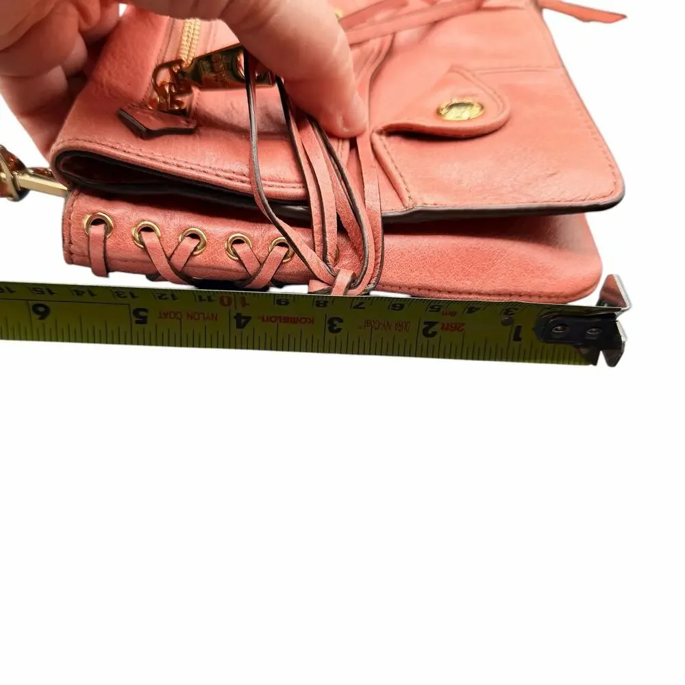 DKNY Coral Leather Crossbody Bag w/ Pockets & Lace-Up Sides